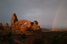 rainbow at turret arch arches national park utah landscape nature photo