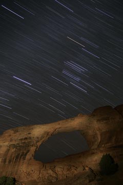 skyline arch  arches national park star trails night photography photograph