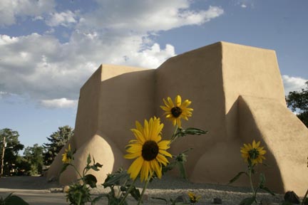 adobe building top taos new mexico photo