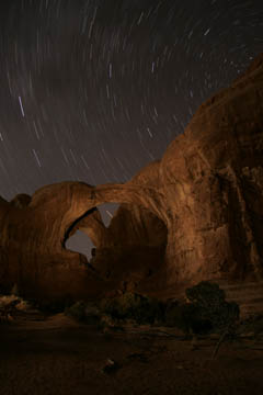three gossips arches national park star trails photo