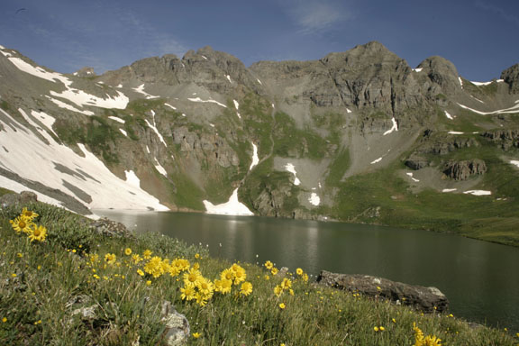 clear lake near silverton colorado wildflowers photo